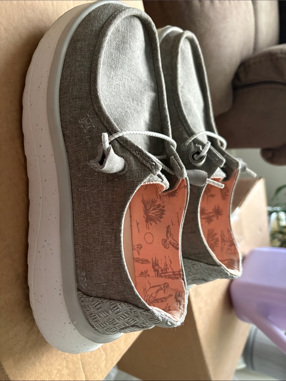 Hey Dude Grey Canvas Slip-On Loafers